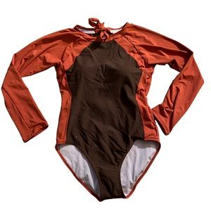 Longsleeve Open Back One Piece Swimsuit